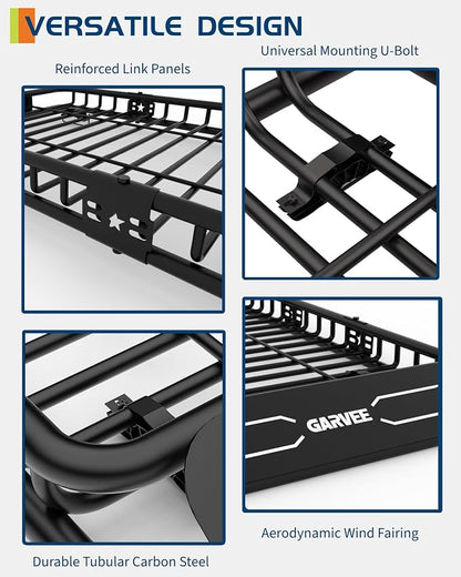 GarveeLife 51 in x 36 in Universal Roof Rack Carrier Basket, 200 LBS Capacity Rooftop Cargo Rack, Car Top Luggage Holder Basket Heavy Duty for SUVs, Trucks, Vehicles
