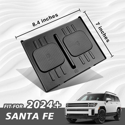 Muslogy Center Console Inserts Compatible with 2024 2025 2026 Hyundai Santa Fe Accessories, Center Console Wireless Charger Protective Mat Liner Anti-Slip Phone Charge Area Charging Protection