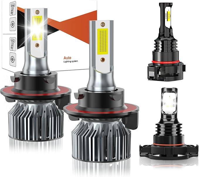 Compatible For Jeep Wrangler 2010-2022 Driving Light Bulb,600% Brightness High Low Beam Fog Light Bulbs Combo,Plug and Play,6500K White Bulbs,IP68 4pcs