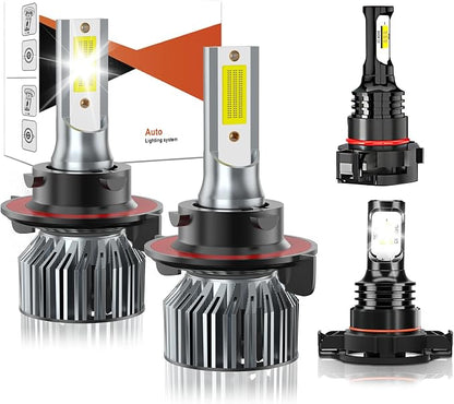Compatible For Jeep Wrangler 2010-2022 Driving Light Bulb,600% Brightness High Low Beam Fog Light Bulbs Combo,Plug and Play,6500K White Bulbs,IP68 4pcs