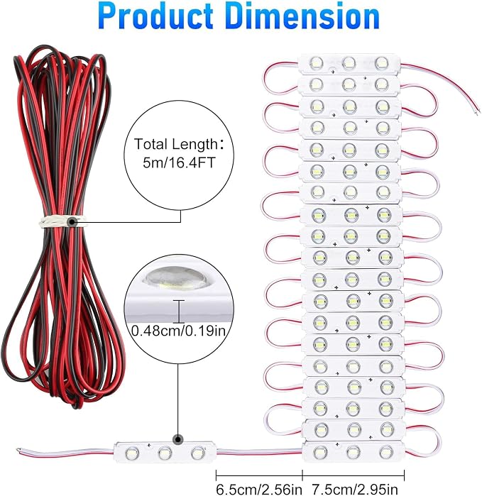 Linkstyle 60 LED 12V Van Interior Light Kits, 12V LED Light Strip, Super Bright Ceiling Work Lamp Enclosed Trailer Lights for Auto Truck Van RV Boats Bus Christmas Decor, 20 Modules
