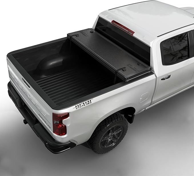 Toptiny Hard Folding Truck Bed Tonneau Cover |THTF030|Fits Chevy/GMC Silverado/Sierra 1500(2007-2026) 2500 3500 HD(2007-2019), Works w/MultiPro/Flex Tailgate 6' 7" Bed (79.4")