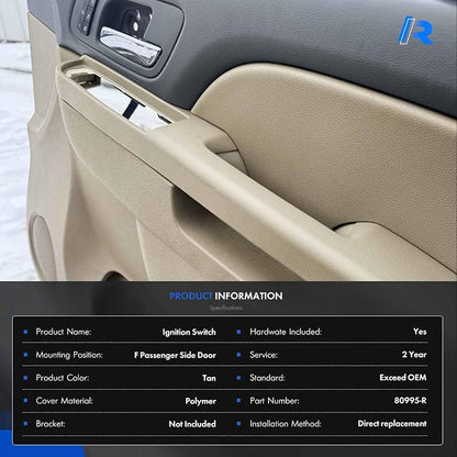 Door Panel Armrest Repair Fit for Chevy Silverado Suburban Tahoe Avalanche | Fit for GMC Sierra Yukon 2010-2014 | Fits Door Panel with Release Handle Above Armrest | Front Right Passenger Side | Tan