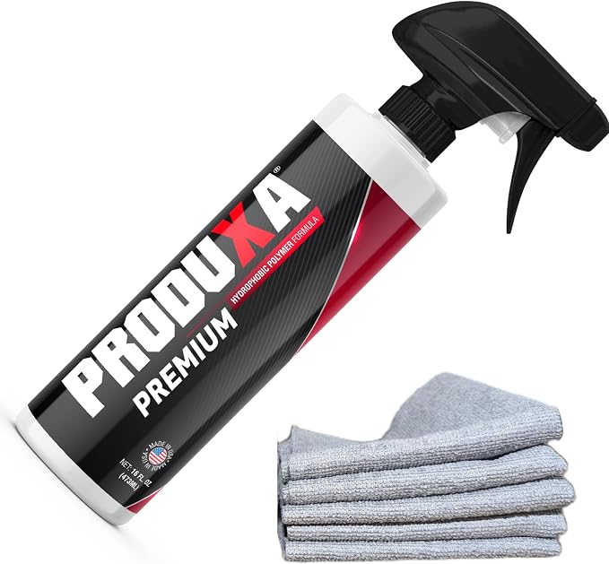 Premium Hydrophobic Waterless Car Detailer Spray-Ceramic Spray Wax, Paint Sealant, UV Protection | All-in-One Car Detailing Kit for Cars, Trucks, Motorcycles & RVs + 5 Microfiber Towels