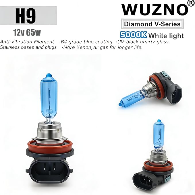 H9 Headlight BulbLight 12V 65W White 5000K High/Low Beam Car Light Bulb Automotive For Altima 2007-2018, Rogue 2015-2022, Malibu 2004-2012, Sentra 2013-2022 and others, Super Bright