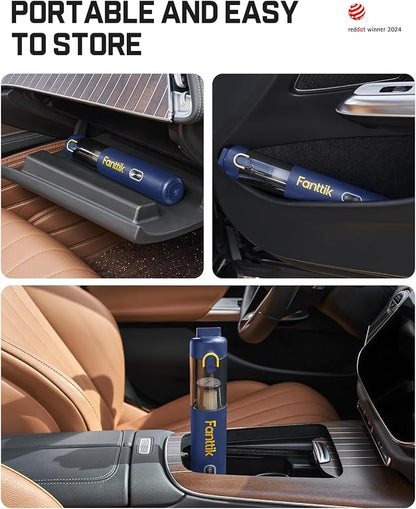 Fanttik V8 Mate Upgraded Cordless Car Vacuum, Portable Mini Vacuum with 13000pa Suction Power, 2 Suction Modes, Type-C Charge, Handheld Vacuum for Car, Small Tasks, Keyboards, Office Desk (Blue)