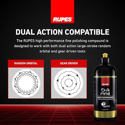 RUPES 9.DAFINE Pack of 1 1000 ml Yellow D-A Fine High Performance Polishing Compound for Car Detailing & Removing Scratches | Removes Fine Defects | Micro-Abrasive Technology | Removes Swirl Marks