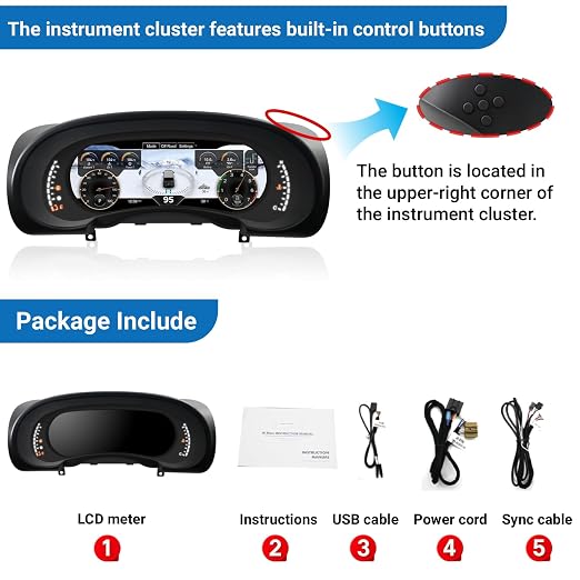 Digital Dash Instrument Cluster Display for Jeep Wrangler 2007-2010 Automotive Speedometers, 12.3 inch 2K IPS HD Resolution Plug&Play OTA Upgrade 2S Fast Boot Non-Destructive Installation