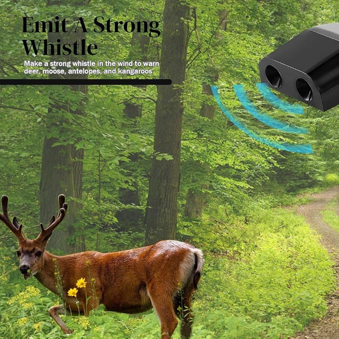 4PCS Deer Whistles for Car, Automotive Deer Warning Whistle Devices, Avoid Collisions Deer Warning Devices with Adhesive Tapes, Universal Animal Alert Accessories Fit Cars (Black, 4PCS)