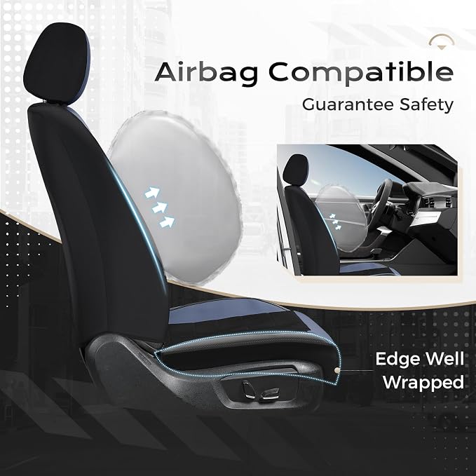 Coverado Seat Cover, Car Seat Cover Front Seats, 3D Air Mesh Breathable Seat Protectors Sports Carbon Fiber Design Airbag Compatible Comfort Universal for Most Cars, Van,Trucks, SUV, Black&Blue
