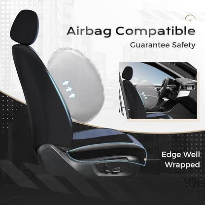 Coverado Seat Cover, Car Seat Cover Front Seats, 3D Air Mesh Breathable Seat Protectors Sports Carbon Fiber Design Airbag Compatible Comfort Universal for Most Cars, Van,Trucks, SUV, Black&Blue