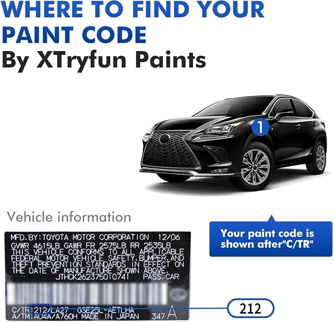 212 Obsidian Touch Up Paint for Lexus, DIY Car Paint Scratch Repair Kit, Automotive Paints, Quick & Easy Fix Scratch Repair for RX/NX/ES/IS/LS/UX/RC