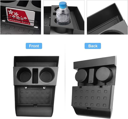 2024 2025 2026 Santa Fe Center Console Organizer (Lower) for Hyundai Santa Fe (SE/SEL/XRT/Limited/Calligraphy), Durable ABS Plastic&Anti-Slip Rubber Cup Holder Insert 2025 Santa Fe Accessories