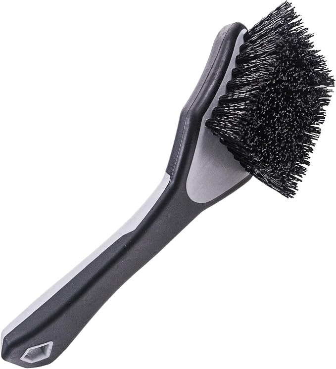 VIKING Tire Brush, Scrub Brush for Cars with Low Profile Tires, Brush for Car Detailing Kit, Grey with Black Bristles, 9.3 x 2.5 x 2.5 inch