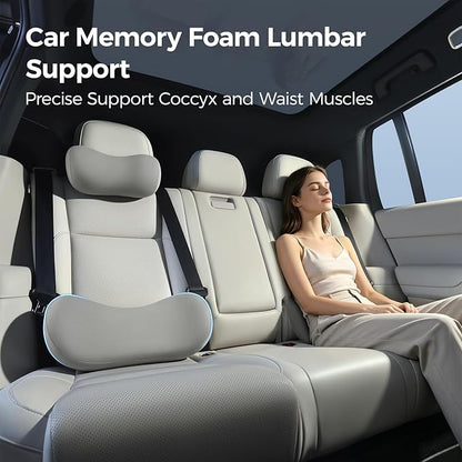 Lumbar Support Pillow - Back Pain Relief Cushion, Fits Tightly Around the Coccyx, Ergonomics Memory Foam, Skin-Friendly Fabric, Fit Car Drive, Office Chair, Rest Seat, Wheelchair (Gray)