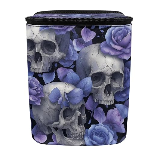 Talayituse Skull Rose Print Car Trash Can Portable Auto Garbage Bin Multifunctional Vehicle Interior Accessories with Adjustable Straps Universal Fit Truck SUV Sedan
