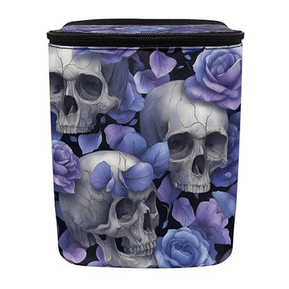 Talayituse Skull Rose Print Car Trash Can Portable Auto Garbage Bin Multifunctional Vehicle Interior Accessories with Adjustable Straps Universal Fit Truck SUV Sedan