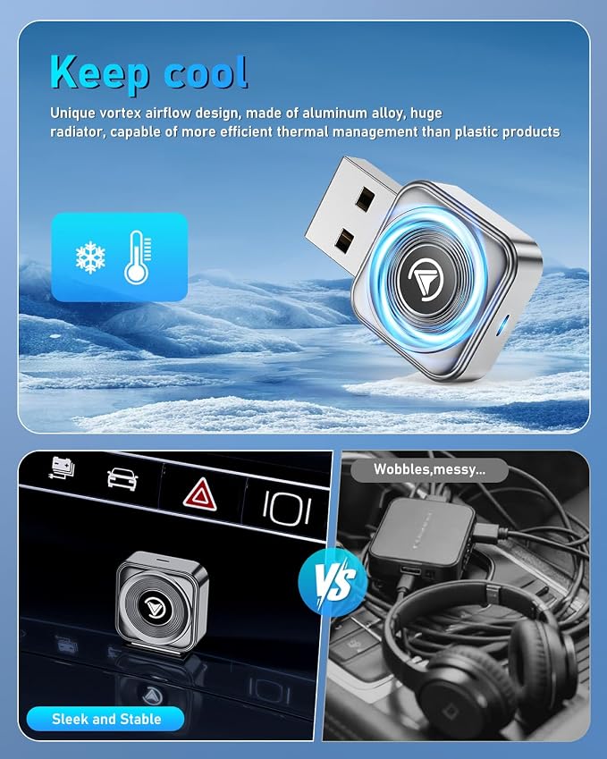 Wireless CarPlay Adapter iPhone Apple—Ultra Mini(60% Reduced Size),2026 2-in-1 Android Auto Adapter, 3X Automatic Connection Navigation, Plug and Play, Compatible with iOS 10+, Android 11+