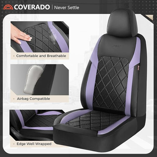 Coverado Car Seat Covers, Seat Covers Full Set, 5 Seats Automotive Seat Cover, Mesh Breathable Seat Protectors, Universal Fit for Most Cars