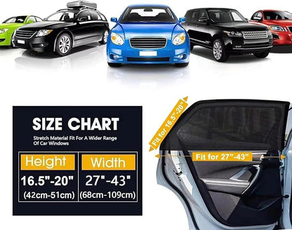 Car Rear Side Window Shades,2 Pack Breathable Mesh Car Window Screens Sun Shades Covers for Camping,Fit for 96% of Cars, Block Sun Glare,UV Protection,Privacy Protection