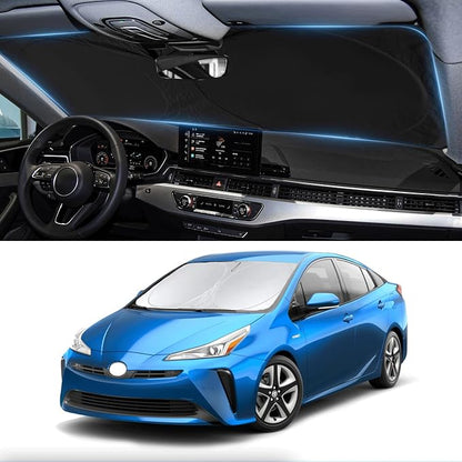Custom Fit Prius Windshield Sunshade for 2010-2022 Toyota Prius Hatchback Accessories Front Window 210T Reflective Shield Cover for Windshield Sun Visor Protector