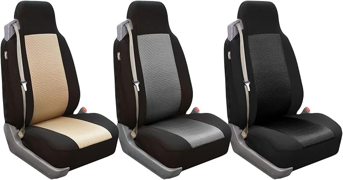 FH Group All Purpose Flat Cloth Car Seat Covers for Bucket Seats, 2 Piece Universal Fit, Washable Seat Covers for SUV, Sedan, Van - Front Set Gray