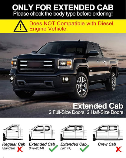 KYBOLT Running Boards 6.3 Inches Compatible with 2007-2018 Chevy Silverado/GMC Sierra 1500 2500HD 3500HD, 2019 1500LD/Limited 2500HD 3500HD Extended Cab Aluminum Side Steps Nerf Bars