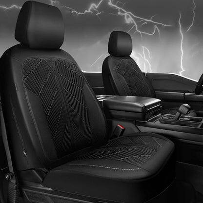 CAR PASS Waterproof Car seat covers Front Seats covers Neoprene Wetsuit, All-Weather Non-Slip Durable, Universal Fit for SUV Sedans Trucks Vans Automotive, Armrest Airbag Compatible, 3D Emboss 2 Black