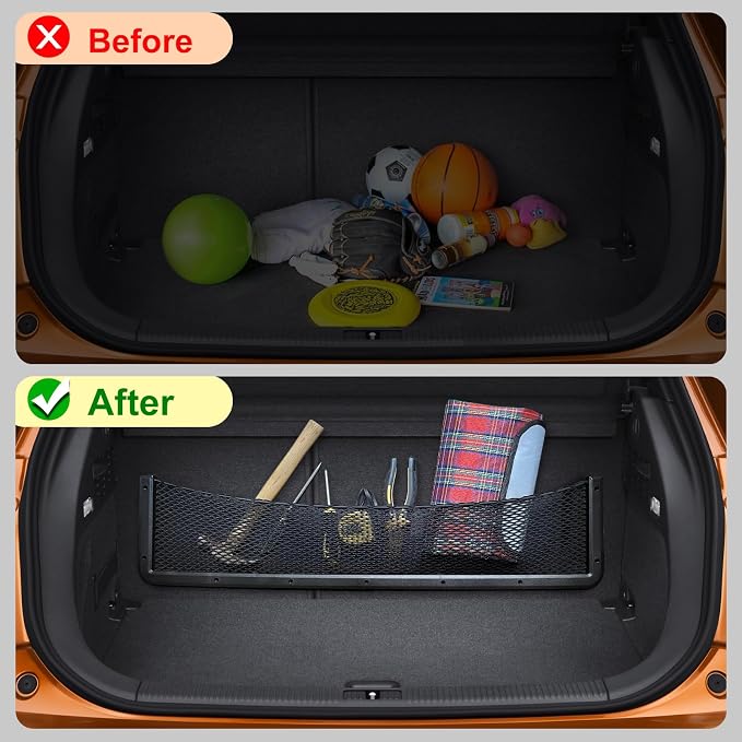ABS Plastic Frame Automotive Cargo Nets Car Net Pocket Phone Car Mesh Net Holder RV Storage Boat Cargo Pocket Organizer Framed Mesh Net Pocket with Screws for Auto RV Net(2, 32 x 8 Inch)