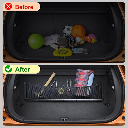 ABS Plastic Frame Automotive Cargo Nets Car Net Pocket Phone Car Mesh Net Holder RV Storage Boat Cargo Pocket Organizer Framed Mesh Net Pocket with Screws for Auto RV Net(2, 32 x 8 Inch)