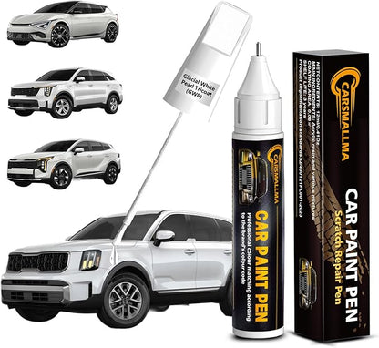 Glacial White Pearl Tricoat(GWP) Car Touch Up Paint for Kia, Color Accurate Car Paint Scratch Repair Pen Kit Quick & Easy Fix Vehicle Chips