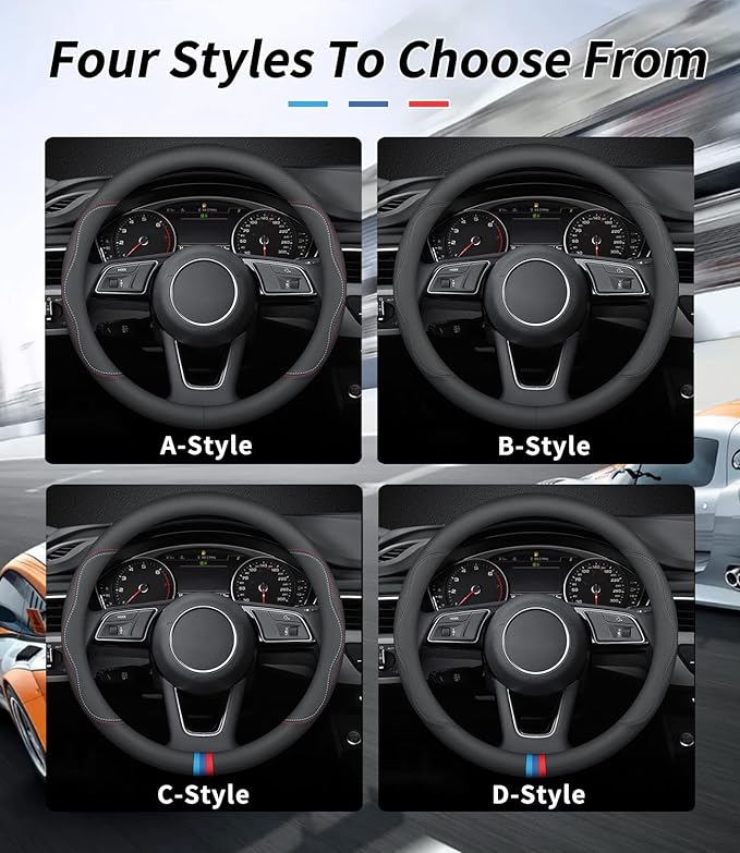 Deer Route Custom-Fit for Acura Steering Wheel Cover, Premium Leather Car Steering Wheel Cover with Logo, Non-Slip, Breathable, for Acura Accessories (A-Style,for Acura)