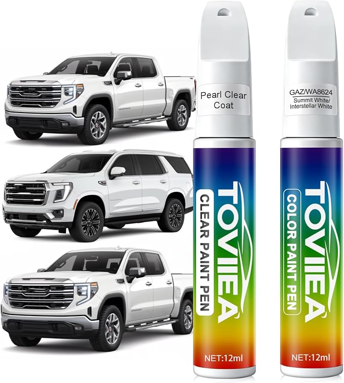 Summit White/Interstellar White(GAZ/WA8624) Touch Up Paint Compatible with GMC,2-In-1 Car Scratch Remover Pen,Car Paint Scratch Repair Kit for Scratches,Chips & Nicks,2-PCS SET