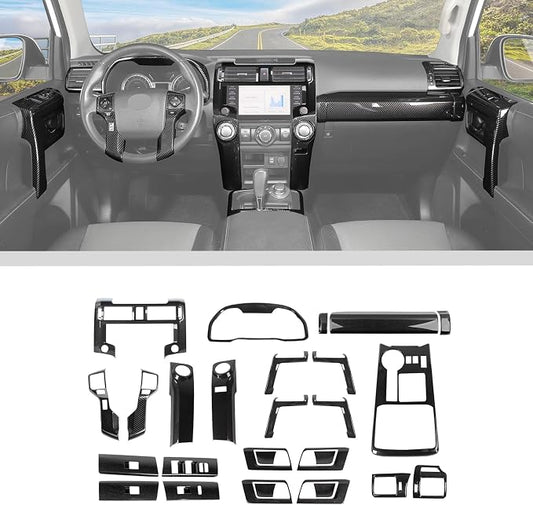 JWWY Interior Trim Kit Auto Interior Dress-Up Kit Decor Set Center Console Gear Shift Dashboard Panel Cover Trim for 2020-2023 Toyota 4runner Interior Accessories, ABS Carbon Fiber 28pcs