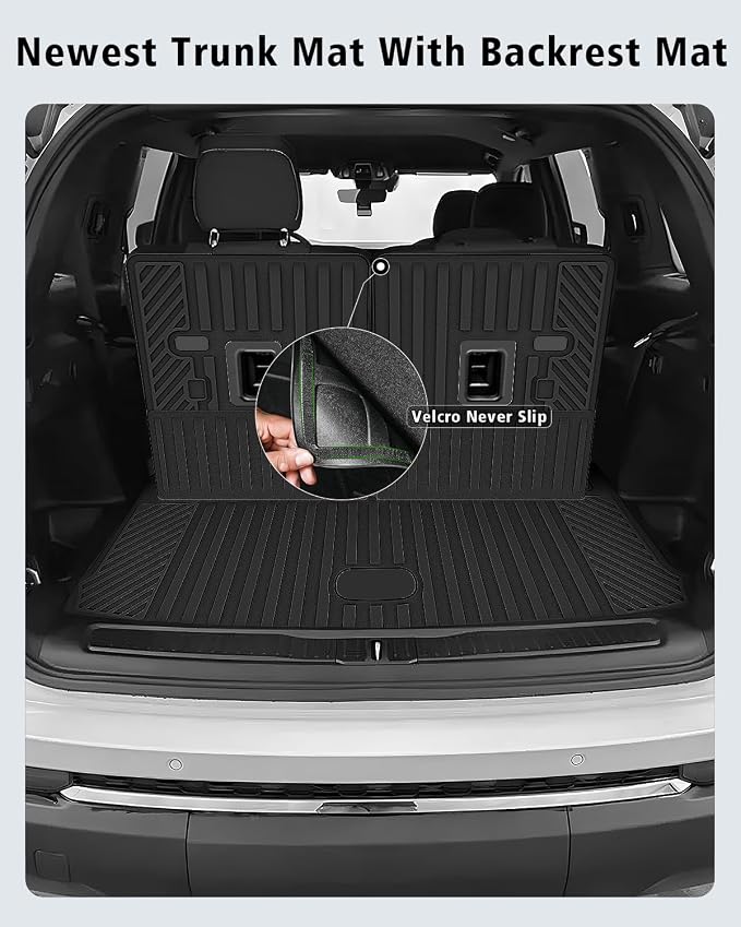 Floor Mats Custom for Jeep Grand Cherokee L 2021-2025 2026 Captain Chair(Only for 6-Seater w/o 2nd Row Armrest) TPE All Weather Cargo Liner with Backrest Mat & Door Sill Guards Accessories, Black