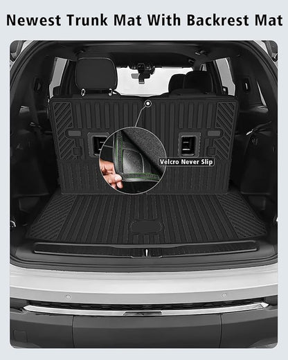 Floor Mats Custom for Jeep Grand Cherokee L 2021-2025 2026 Captain Chair(Only for 6-Seater w/o 2nd Row Armrest) TPE All Weather Cargo Liner with Backrest Mat & Door Sill Guards Accessories, Black