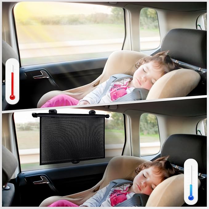 PLTCAT Car Side Window Sun Shades for Baby, 2 Pack UV Protection Breathable Mesh Sunshade, Universal Fit Auto Sun Visor for Kids Pets Travel Privacy Protection (Standard-16''x18'')