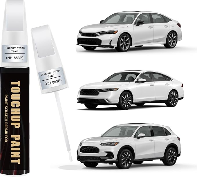 Platinum White Pearl(NH-883P) Car Paint Touch Up Pen for Honda, 2-In-1 Color Accurate Touch Up Car Scratch Repair Paint Exact Match Honda Series Automotive Scratch Remover for Nicks & Chips Repair