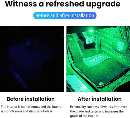 BESULEN Car Interior LED Lights, Automotive Ambient Neon Light Kit with USB Port, Car Accessories, Gifts for Men and Women, 4 in 1 Decoration Lights for Car, Garden, Home, Party（Green）