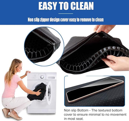 Gel Wheelchair Seat Cushion for Long Sitting, Extra Large & Thick Seat Cushion with Non-Slip Cover - Coccyx, Sciatica & Back Pain Relief - Wheelchair Cushions - Office Chair Car Seat Cushion