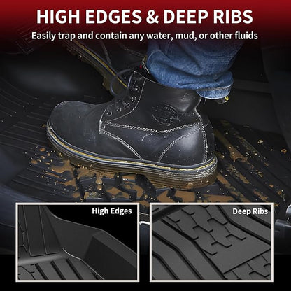 LASFIT Floor Mats for 2015-2019 Lincoln MKC, Custom Fit All Weather TPE Floor Liners, Full Coverage Front & 2nd Row 3-Pcs Set, Black