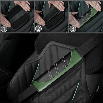 NBTEPEM 10 Pcs Car Floor Mats Full Set & Sport Leather Steering Wheel Cover 14.5-15 inch, Center Console Cover, Seat Belt Cushion, Cup Holder Coaster, Universal Automobile Interior Sets (Green)
