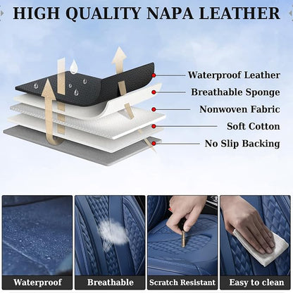 Coverado Car Seat Covers, Rear Car Protectors, Black Leather Seat Covers, 3-Piece Waterproof Automotive Seat Covers for Back Seats Universal Fit for SUVs & Cars, All-Weather Protection