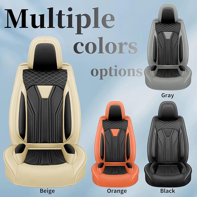 Fit Compass Car Seat Covers for Jeep Compass 2007-2025 2026 -Full Set Premium Leather, Waterproof & Breathable，All-Weather Seat Cushion Protecto & Airbag Compatible, 5 Seats Beige & Black