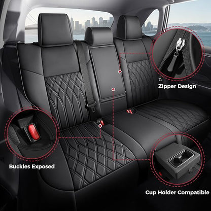FREESOO Custom Seat Covers for Toyota RAV4 2019 2020 2021 2022 2023 2024 2025 Hybrid XLE LE Limited XLE Premium, RAV4 Leather Car Seat Covers Interior, RAV 4 SUV Accessories Full Set, Black