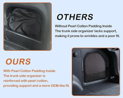 For 2026 Toyota RAV4 Hybrid&Plug-in Hybrid 600D Wear-Resistant Oxford Fabric Trunk Organizer Pocket Bag, Trunk Cubby Storage Bag, Cargo Side Pocket, RAV4 Trunk Upgrade Interior Accessories Black-Brown