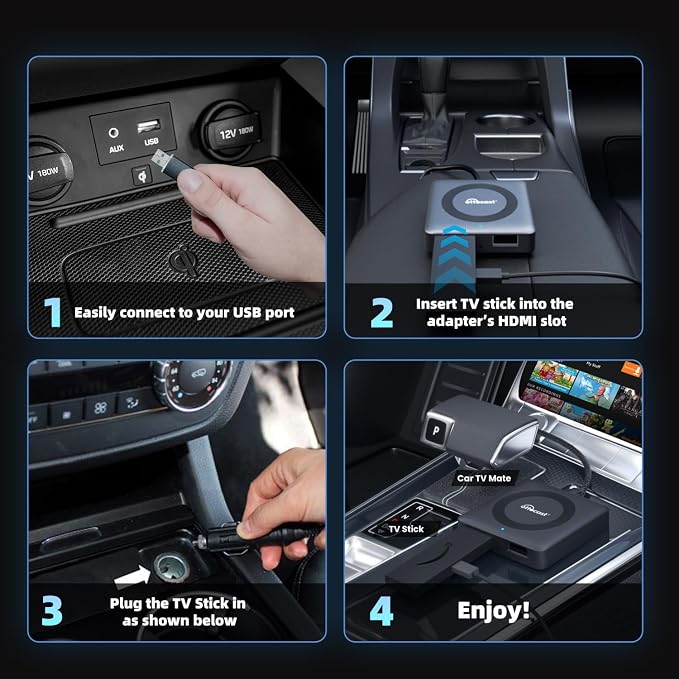 OTTOCAST Car TV Mate Pro & Wireless Carplay Adapter 2-in-1, Fire TV Stick Converter for Car - Plug & Play, Stable Fast, No Latency