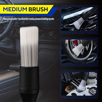 7PCS Car Detailing Brush Kit - Ultra Soft Boars Hair Car Interior Detailing Brushes, Includes 4 Different Brushes, Multi-use for Cleaning Interior or Exterior