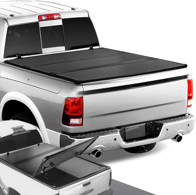 DNA Motoring New Upgrade Truck Bed Top Hard Solid Tri-Fold Tonneau Cover Compatible with 09-18 Dodge Ram 1500/10-16 Dodge Ram 2500 3500 6.5Ft Beds, TTC-HARD-019