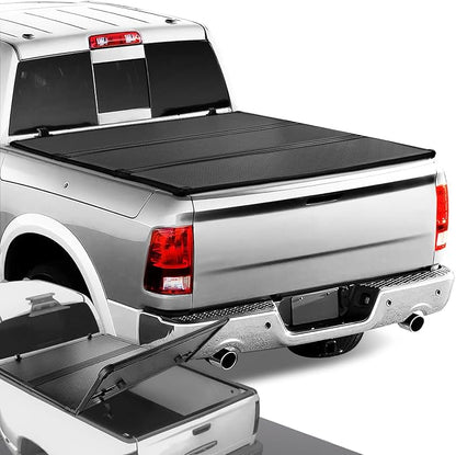 DNA Motoring New Upgrade Truck Bed Top Hard Solid Tri-Fold Tonneau Cover Compatible with 09-18 Dodge Ram 1500/10-16 Dodge Ram 2500 3500 6.5Ft Beds, TTC-HARD-019
